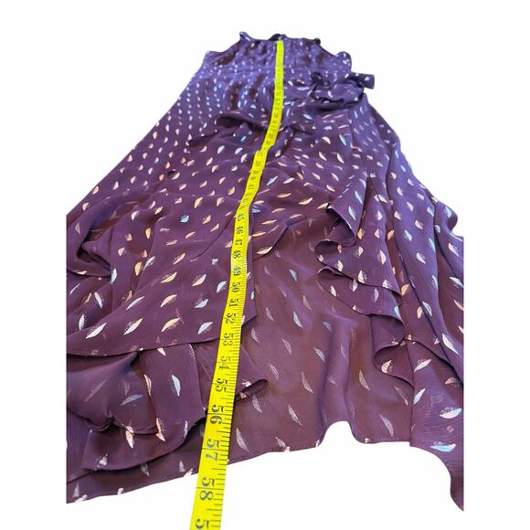 Betsy & Adam Burgundy Chiffon Foil Gown - Size 16 - Picture 8 of 16